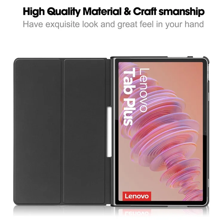 Funda de pie para Lenovo Tab Plus, a prueba de golpes, de piel - negro