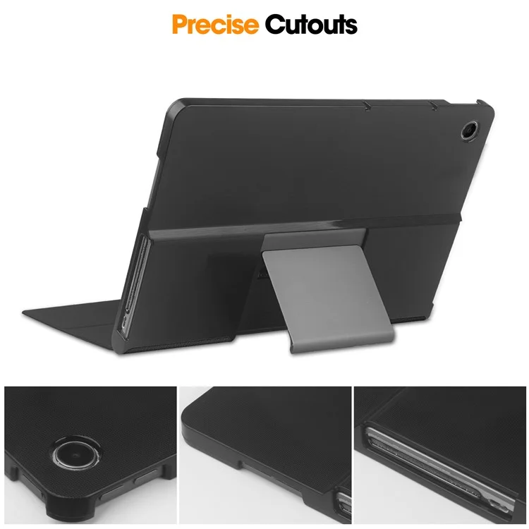 Funda de pie para Lenovo Tab Plus, a prueba de golpes, de piel - negro