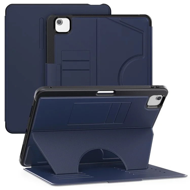 Pour iPad Air 13 (2024) Étui avec fentes pour cartes PC+TPU+PU Support en U Couverture tablette - Bleu marine