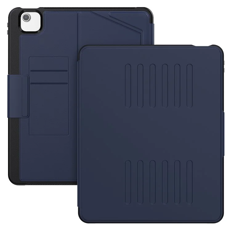 Pour iPad Air 13 (2024) Étui avec fentes pour cartes PC+TPU+PU Support en U Couverture tablette - Bleu marine