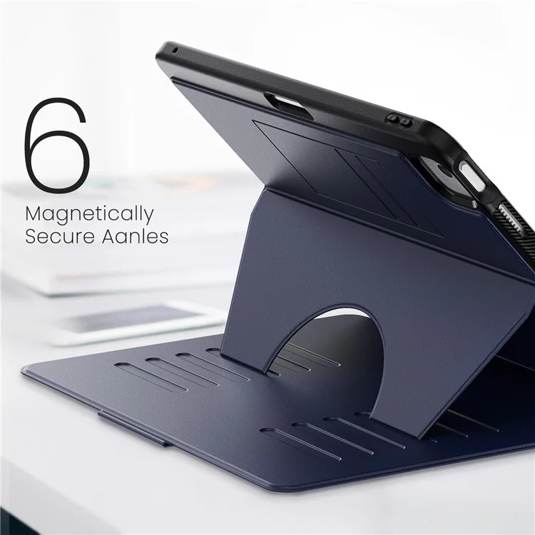 Pour iPad Air 13 (2024) Étui avec fentes pour cartes PC+TPU+PU Support en U Couverture tablette - Bleu marine