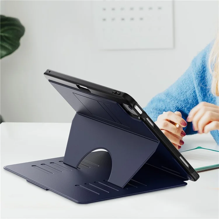 Pour iPad Air 13 (2024) Étui avec fentes pour cartes PC+TPU+PU Support en U Couverture tablette - Bleu marine