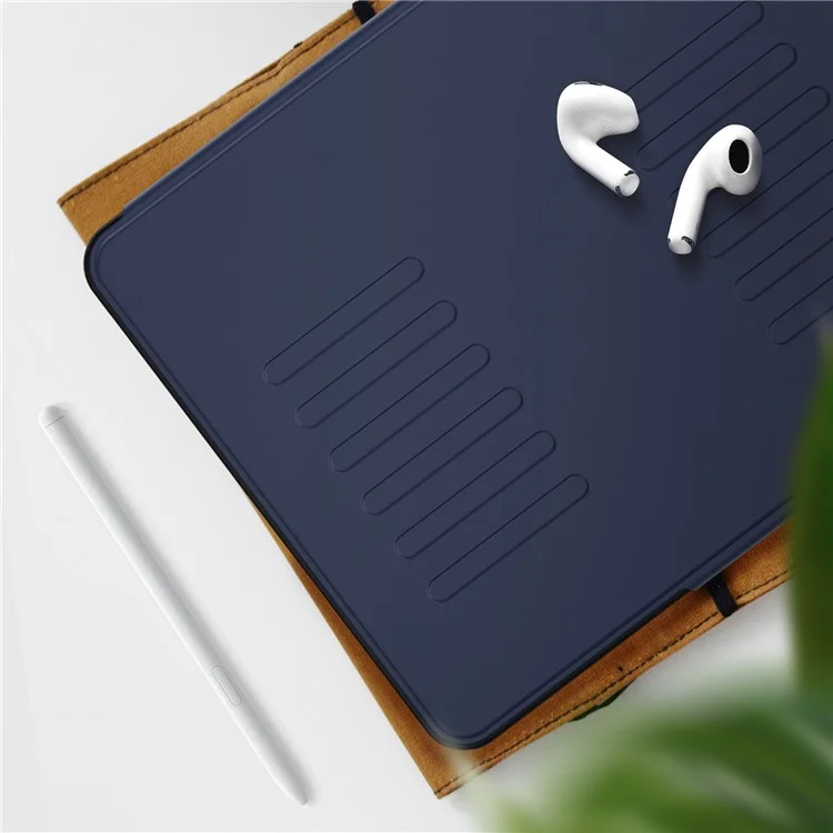 Pour iPad Air 13 (2024) Étui avec fentes pour cartes PC+TPU+PU Support en U Couverture tablette - Bleu marine