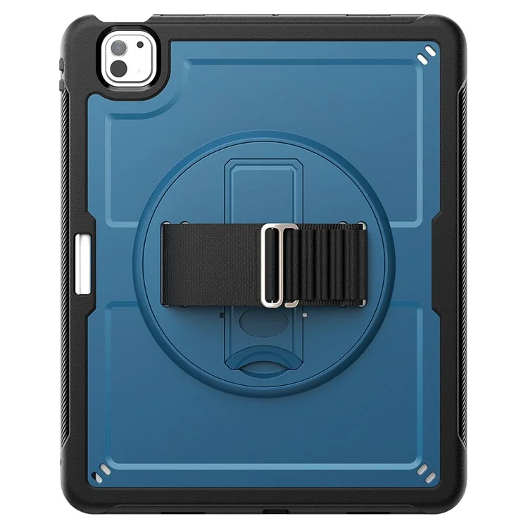 Para iPad Pro 13 (2024) Capa PC+TPU Capa para Tablet Dissipação de Calor com Suporte Giratório - Azul Marinho