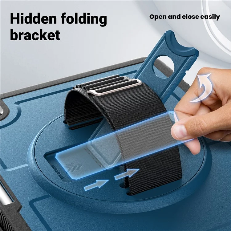 Para iPad Pro 13 (2024) Capa PC+TPU Capa para Tablet Dissipação de Calor com Suporte Giratório - Azul Marinho