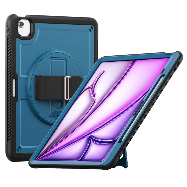 Para iPad Air 13 (2024) Case Dissipação de Calor PC+TPU Tampa da Tablet com Suporte - Azul Marinho