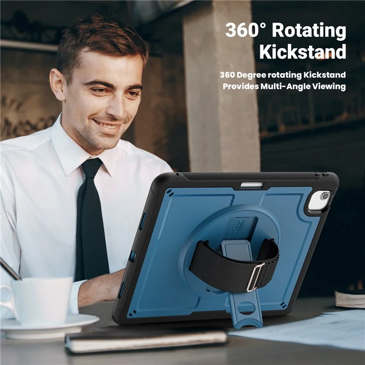 Para iPad Air 13 (2024) Case Dissipação de Calor PC+TPU Tampa da Tablet com Suporte - Azul Marinho