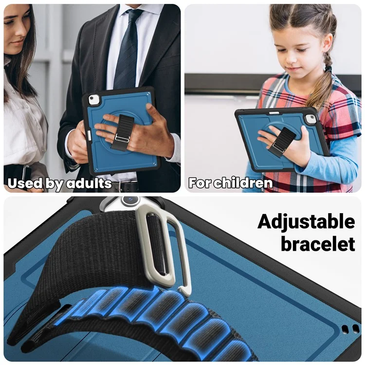 Para iPad Air 13 (2024) Case Dissipação de Calor PC+TPU Tampa da Tablet com Suporte - Azul Marinho
