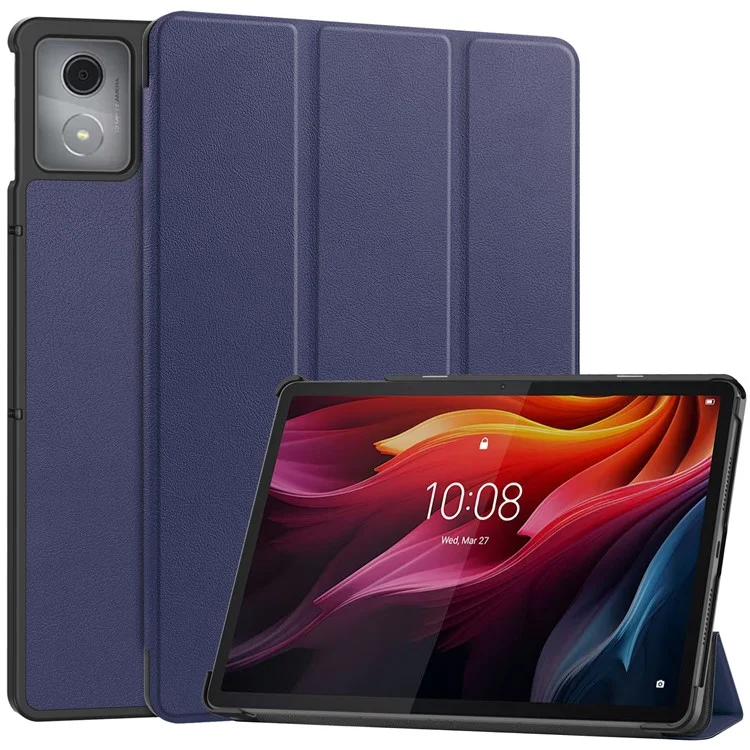 Чехол-подставка для планшета Lenovo Tab K11 Plus, ударопрочный, с кожаным покрытием - Темно-синий
