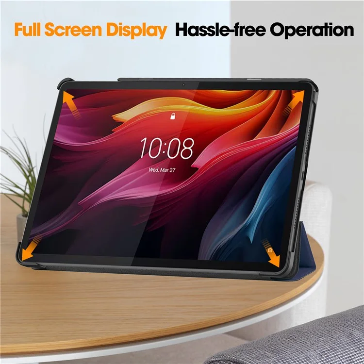 Чехол-подставка для планшета Lenovo Tab K11 Plus, ударопрочный, с кожаным покрытием - Темно-синий