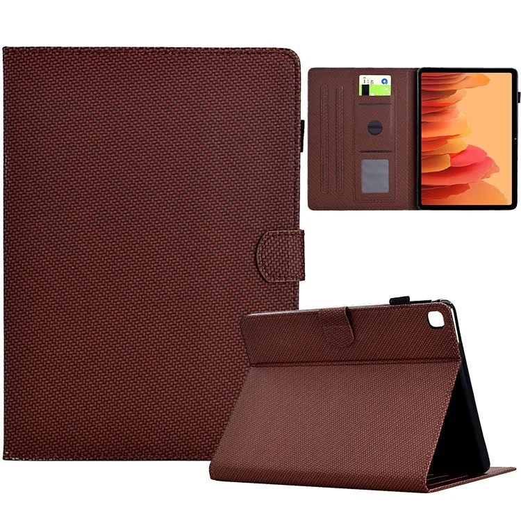 For Samsung Galaxy Tab A7 10.4 (2020) T500 / T505 Case Folding Stand Leather Tablet Cover - Brown