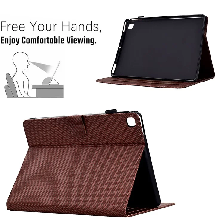 For Samsung Galaxy Tab A7 10.4 (2020) T500 / T505 Case Folding Stand Leather Tablet Cover - Brown