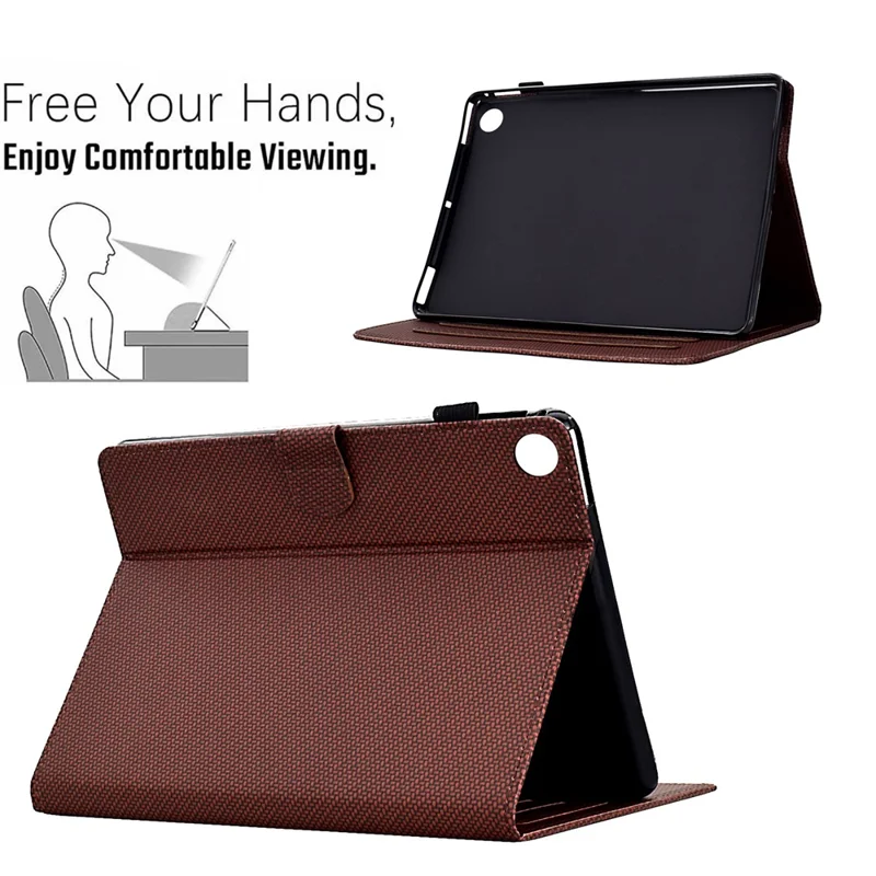 For Samsung Galaxy Tab A9+ Case PU Leather Tablet Cover with Card Slots Stand - Brown