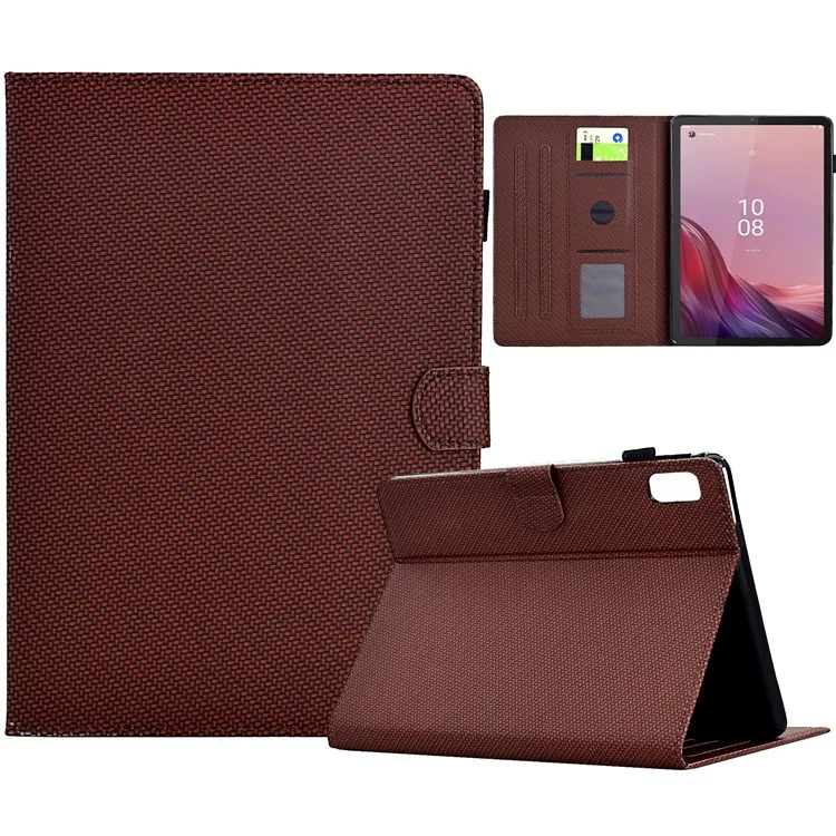 Pour Lenovo Tab M9 TB-310FU Case Card Slots Leather Tablet Cover with Stand View - Brun