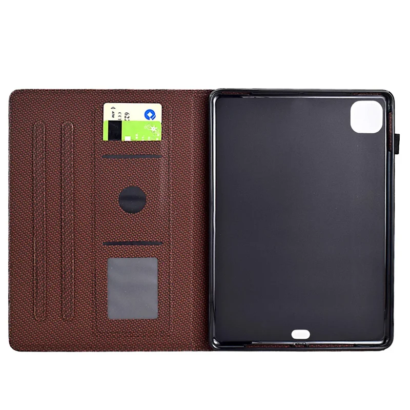 For iPad Pro 11 (2024) Leather Case Stand Card Slots Protective Tablet Cover - Brown