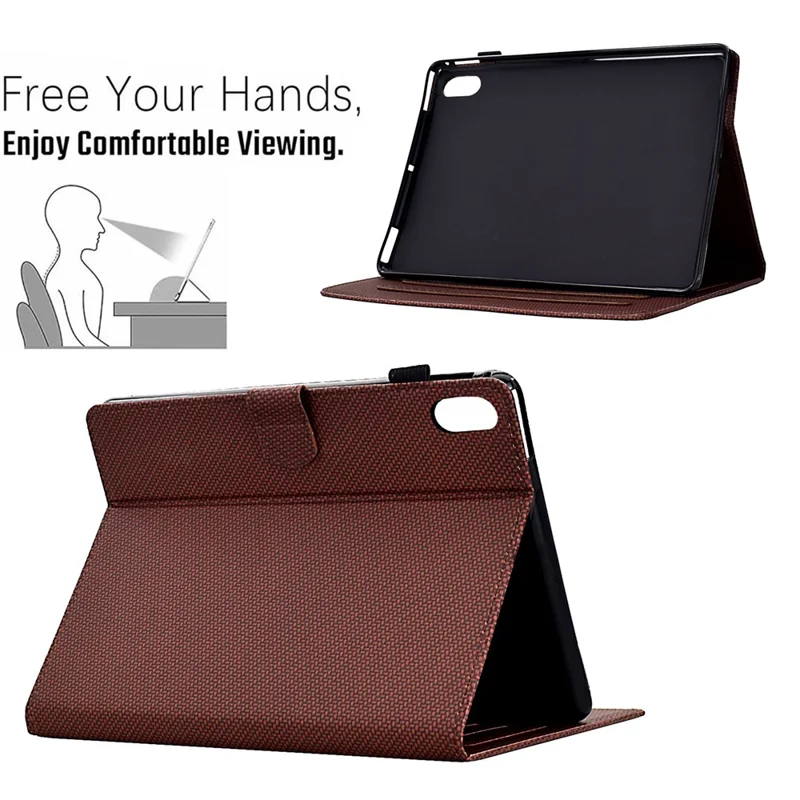 For iPad (2025) / 10.9 (2022) Case Card Slots Auto Wake / Sleep PU Leather Tablet Cover - Brown