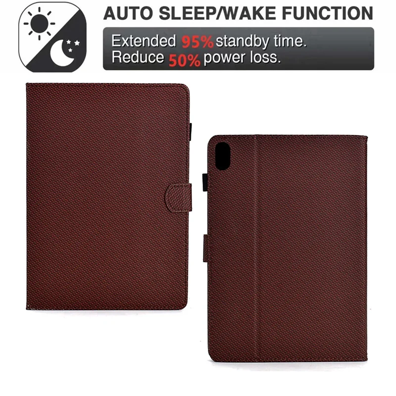 For iPad (2025) / 10.9 (2022) Case Card Slots Auto Wake / Sleep PU Leather Tablet Cover - Brown