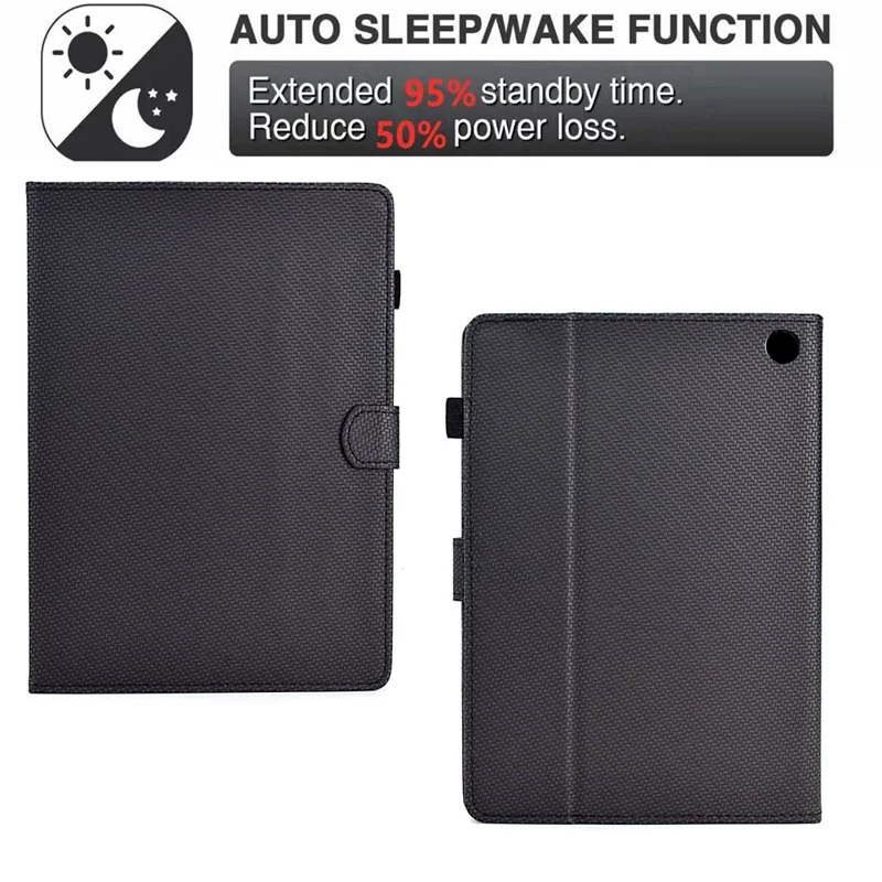 For Amazon Fire HD 10 Plus (2023) Case Carbon Fiber Texture PU Leather E-Reader Cover - Black