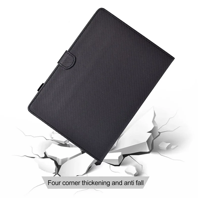 For Amazon Fire HD 10 Plus (2023) Case Carbon Fiber Texture PU Leather E-Reader Cover - Black