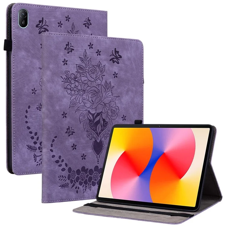 Per Huawei MatePad SE 11 Case Rose Flower Protective Leather Cover con porta carte - Viola