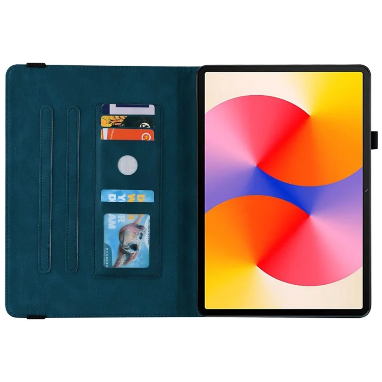 Para Huawei MatePad SE 11 Case Imprinted Borboleta Flor PU Capa de Couro Flip Card Slots Tablet - Azul