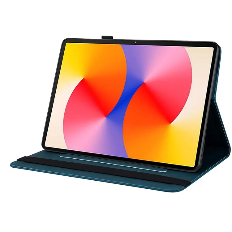 Para Huawei MatePad SE 11 Case Imprinted Borboleta Flor PU Capa de Couro Flip Card Slots Tablet - Azul