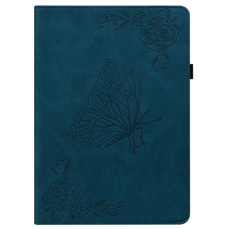 Para Huawei MatePad SE 11 Case Imprinted Borboleta Flor PU Capa de Couro Flip Card Slots Tablet - Azul