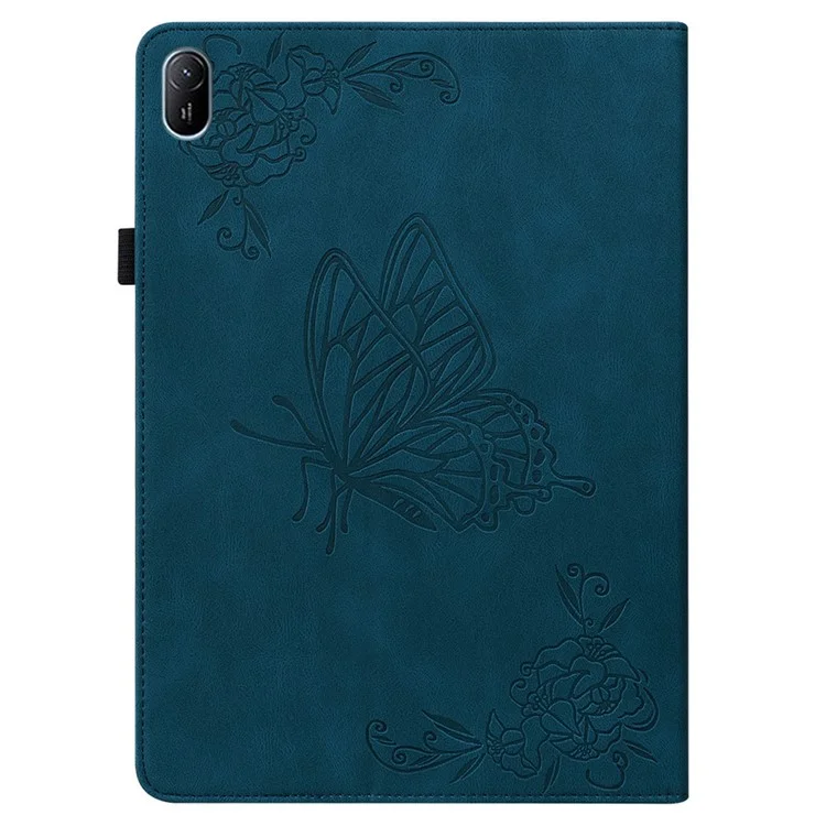 Para Huawei MatePad SE 11 Case Imprinted Borboleta Flor PU Capa de Couro Flip Card Slots Tablet - Azul