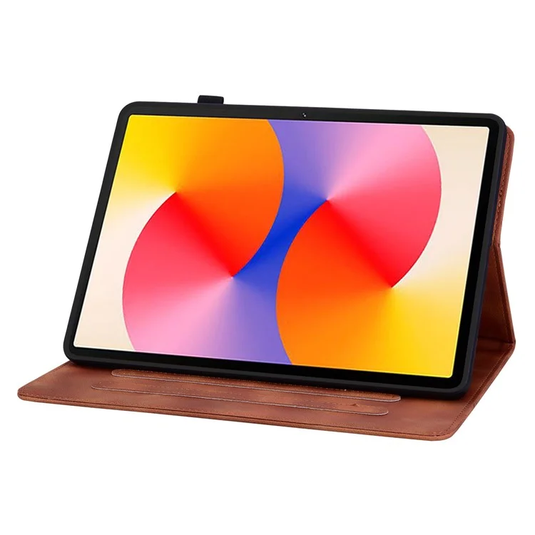 Para Huawei MatePad SE 11 Capa Impressão de Flor de Lírio Couro Capa de Tablet com Slots para Cartões - Marrom