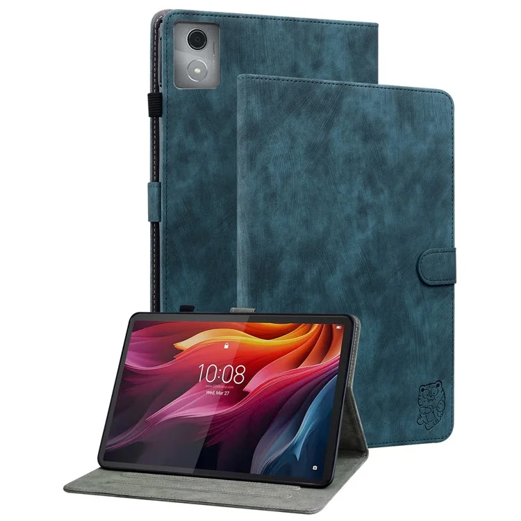 Чехлы для Lenovo Tab K11 Plus с противоскользящей тигровой печатью из искусственной кожи - синий