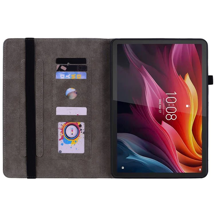 Защитный чехол для Lenovo Tab K11 Plus с рисунком розового цветка, слотами для карт, кожаный - Розовый