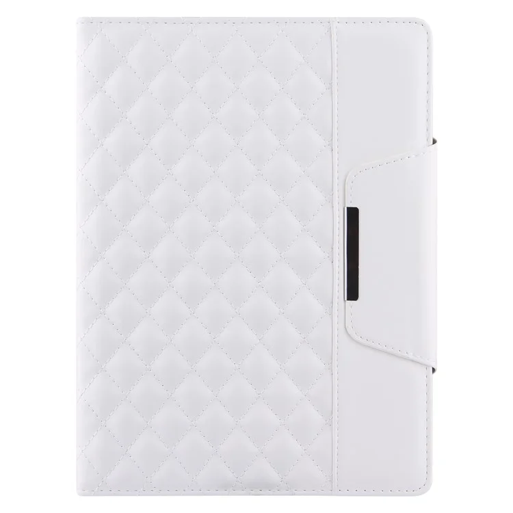 For iPad Pro 11 (2024) Case Grids Leather Tablet Cover Auto Wake / Sleep Card Holder - White
