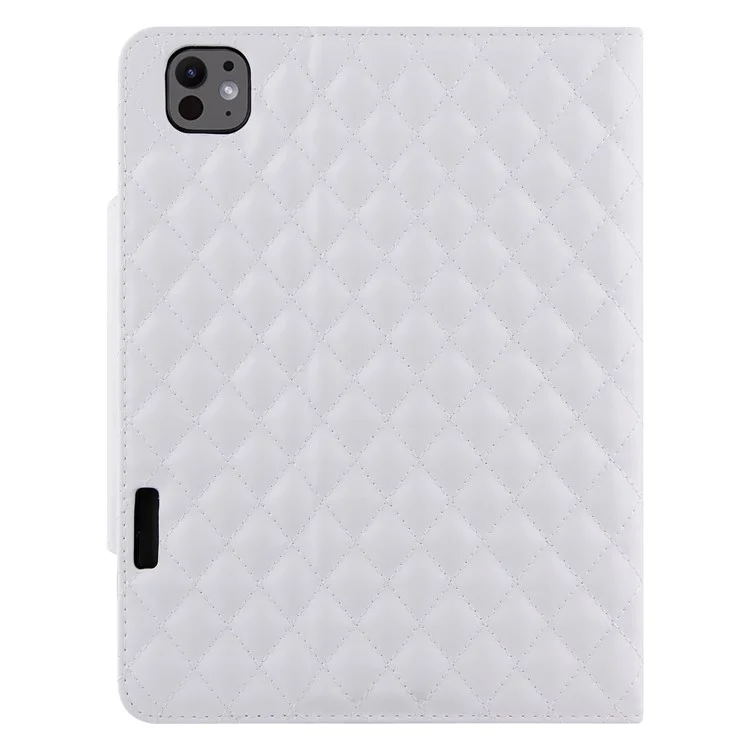 For iPad Pro 11 (2024) Case Grids Leather Tablet Cover Auto Wake / Sleep Card Holder - White