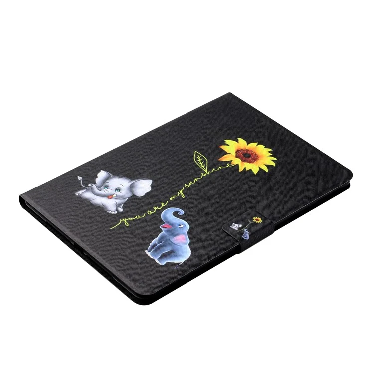 For iPad Pro 11 (2024) Leather Case Card Holder Pattern Printing Anti-Drop Tablet Cover - Elephant