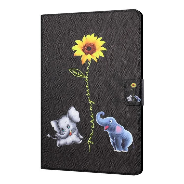 For iPad Pro 11 (2024) Leather Case Card Holder Pattern Printing Anti-Drop Tablet Cover - Elephant