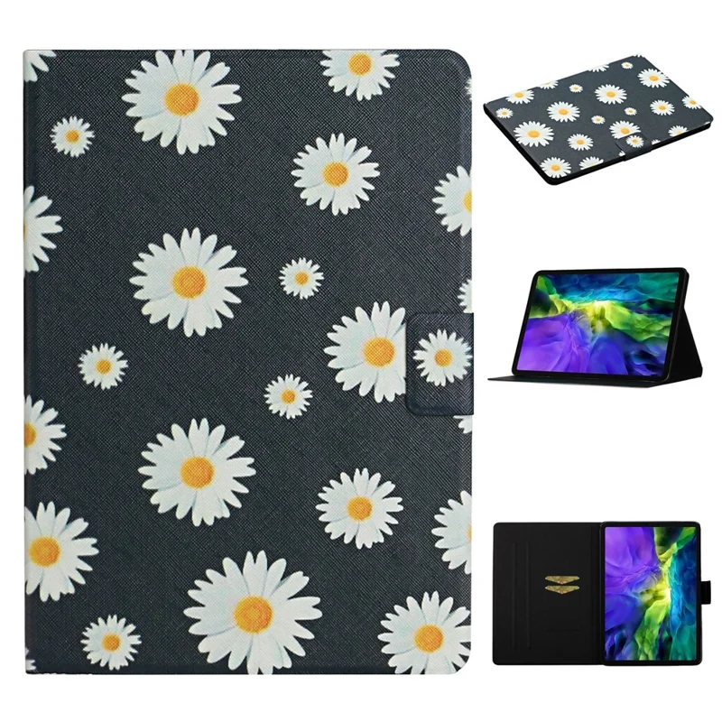 For iPad Pro 11 (2024) PU Leather Cover Pattern Printing Tablet Stand Case with Card Slots - Daisy