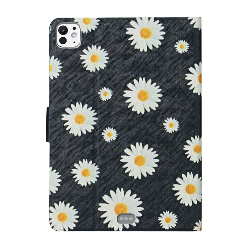 For iPad Pro 11 (2024) PU Leather Cover Pattern Printing Tablet Stand Case with Card Slots - Daisy