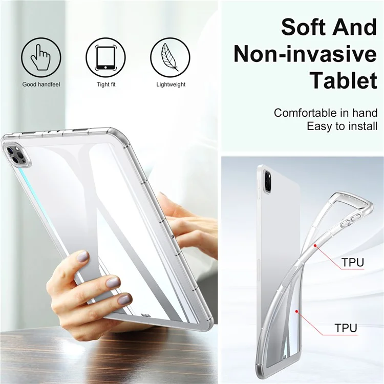 For iPad Pro 11 (2024) Case Transparent TPU Anti-Scratch Tablet Cover - Transparent