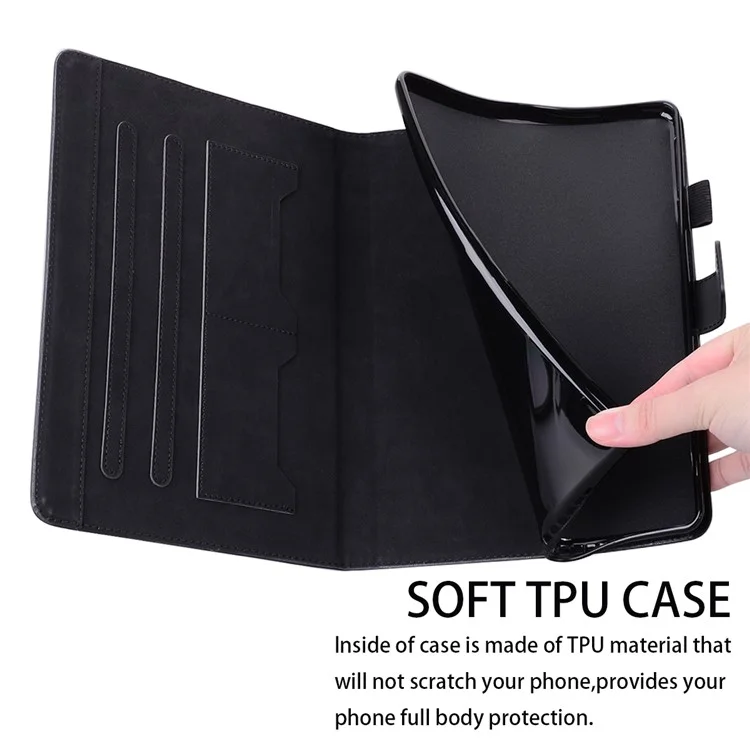 For iPad Pro 13 (2024) Case Tablet Stand Leather Cover Card Slots Animal Pattern - Black
