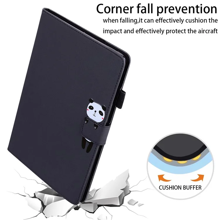 For iPad Pro 13 (2024) Case Tablet Stand Leather Cover Card Slots Animal Pattern - Black