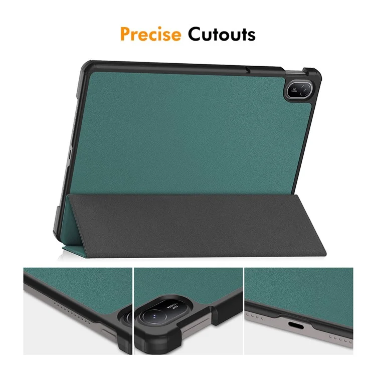 ENKAY HAT PRINCE Para Huawei MatePad SE 11 Case PU Leather+PC Trifold Stand Tablet Cover - Verde Escuro
