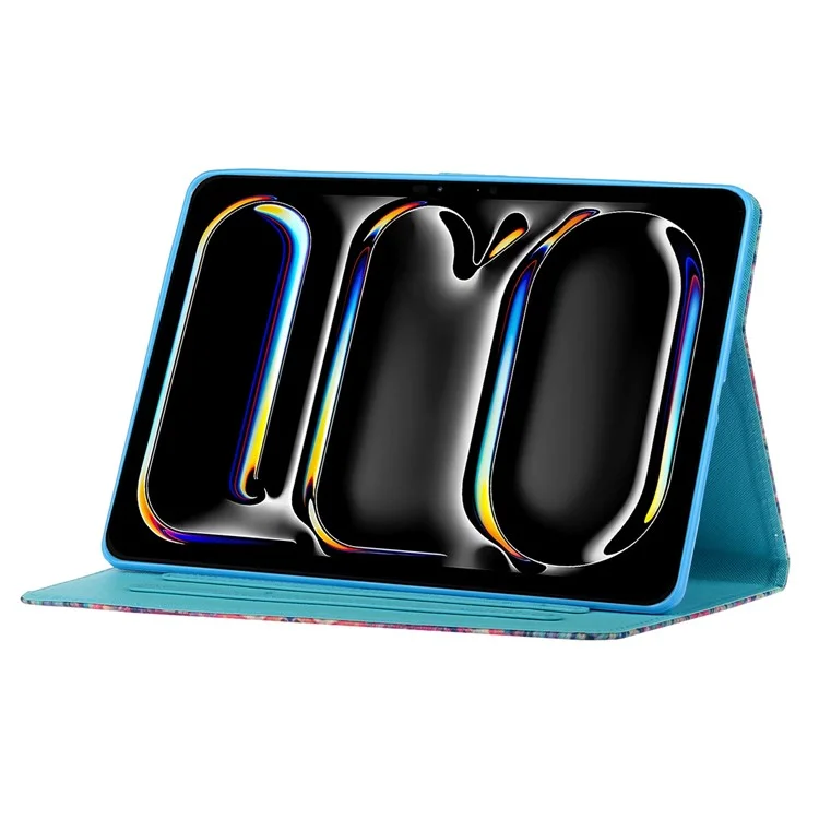 For iPad Pro 11 (2024) Case Pattern Printed Leather Tablet Cover Stand Pen Holder - Owl