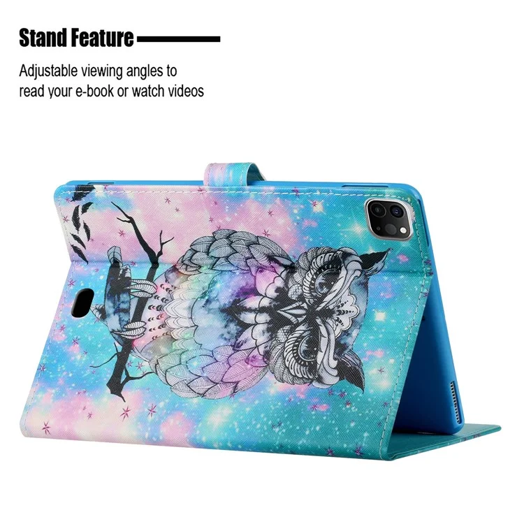 For iPad Pro 11 (2024) Case Pattern Printed Leather Tablet Cover Stand Pen Holder - Owl