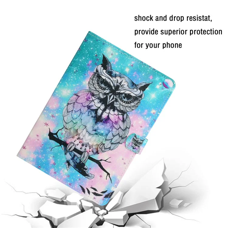 For iPad Pro 11 (2024) Case Pattern Printed Leather Tablet Cover Stand Pen Holder - Owl