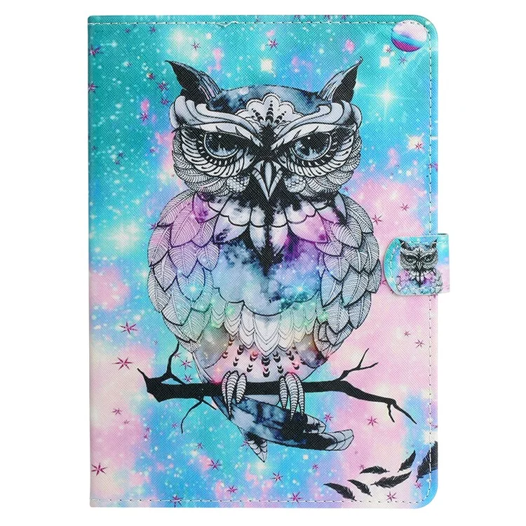 For iPad Pro 11 (2024) Case Pattern Printed Leather Tablet Cover Stand Pen Holder - Owl
