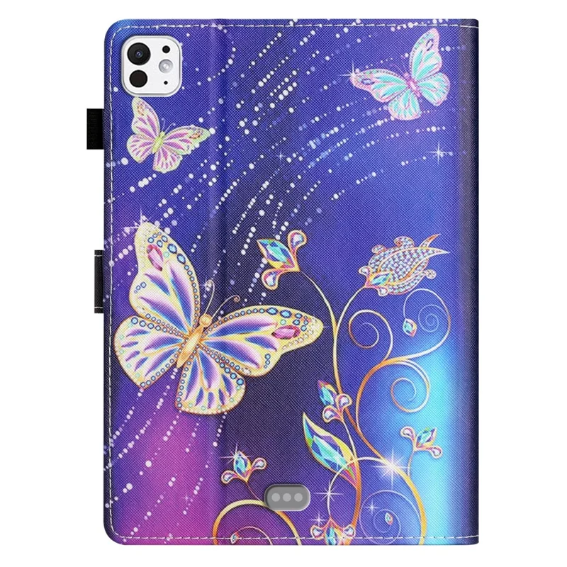 Para iPad Pro 11 (2024) Case Pattern Portátil Proteção Folio Couro Capa Tablet Porta-Cartão - Borboleta
