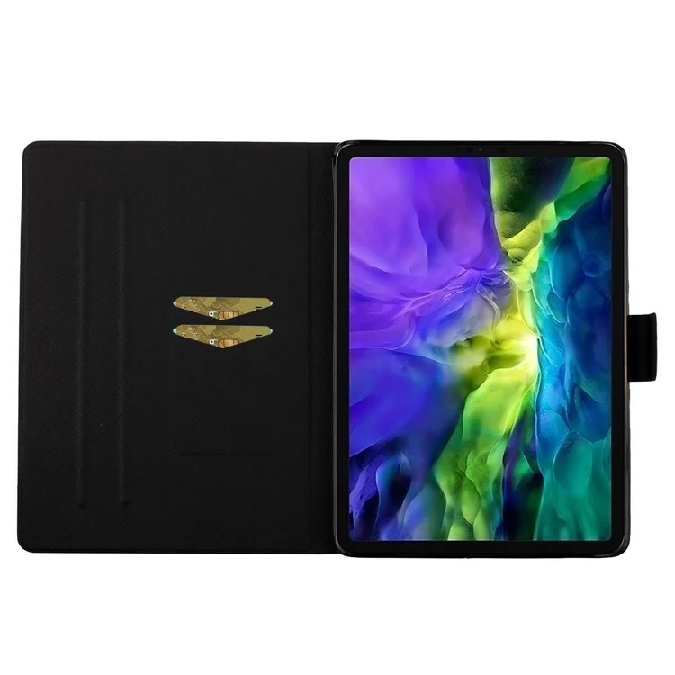 For iPad Pro 11 (2024) Case Pattern Printed Leather Stand Tablet Cover Card Holder - Pink Marble