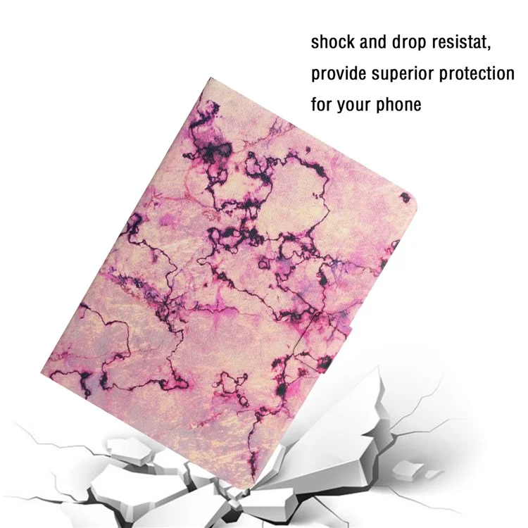 For iPad Pro 11 (2024) Case Pattern Printed Leather Stand Tablet Cover Card Holder - Pink Marble
