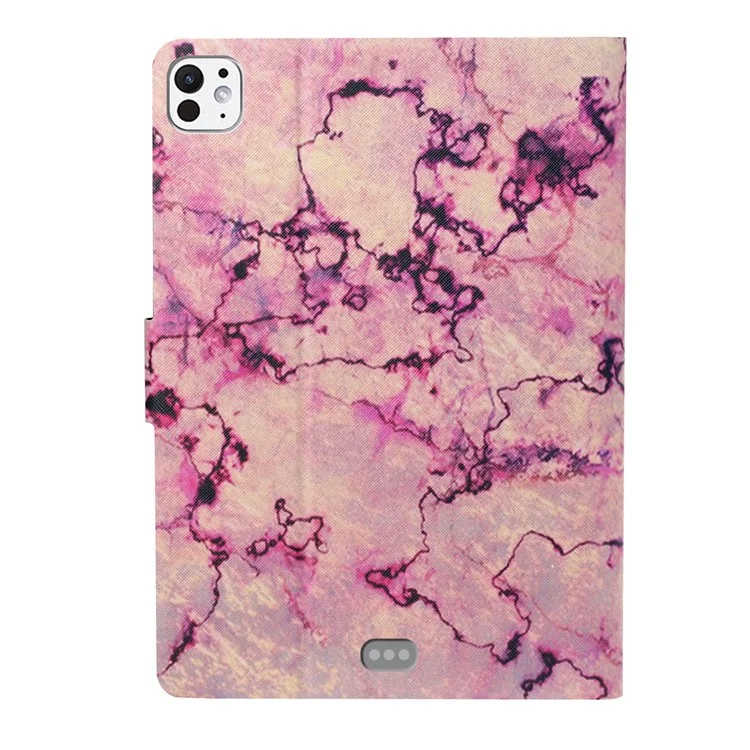 For iPad Pro 11 (2024) Case Pattern Printed Leather Stand Tablet Cover Card Holder - Pink Marble