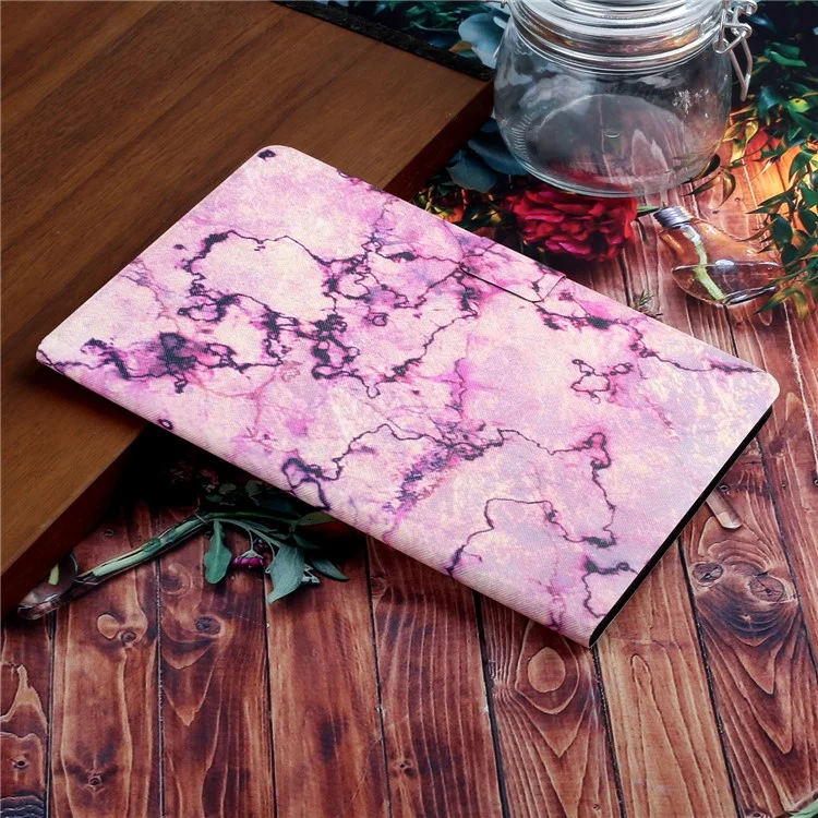 For iPad Pro 11 (2024) Case Pattern Printed Leather Stand Tablet Cover Card Holder - Pink Marble